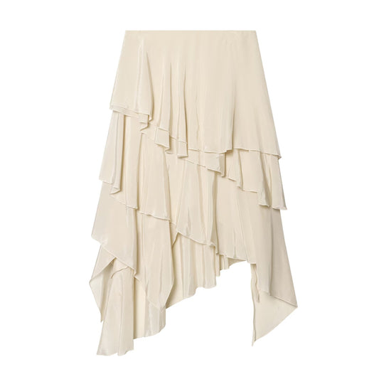 Women's layered decoration asymmetrical MIDI skirt