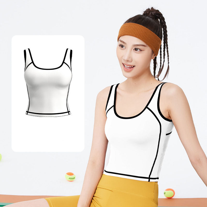 2026 women's new integrated U-shaped contrast sports vest