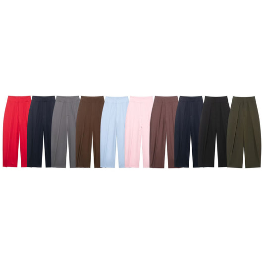 Women's high waisted pleated balloon version casual pants