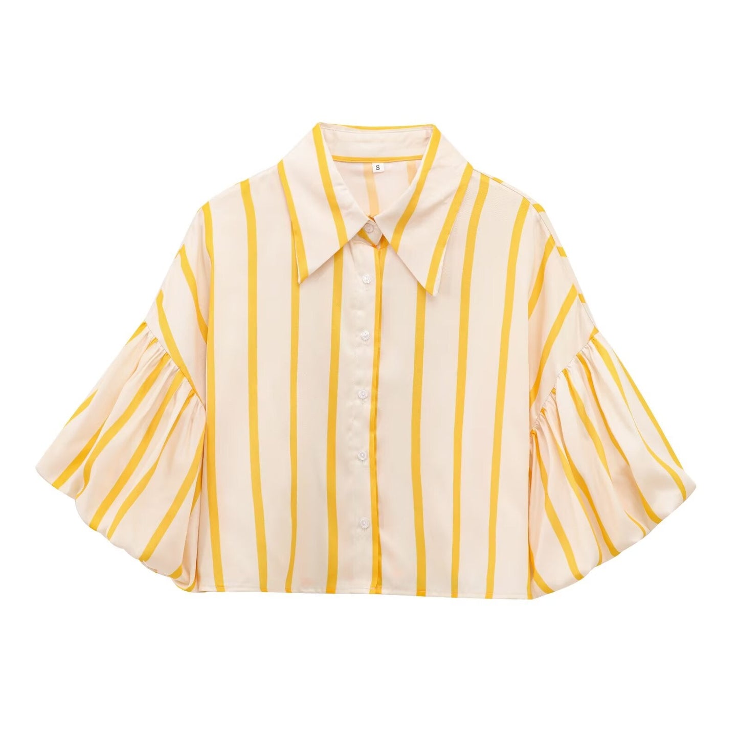 2026 Women's loose bubble sleeve printed shirt