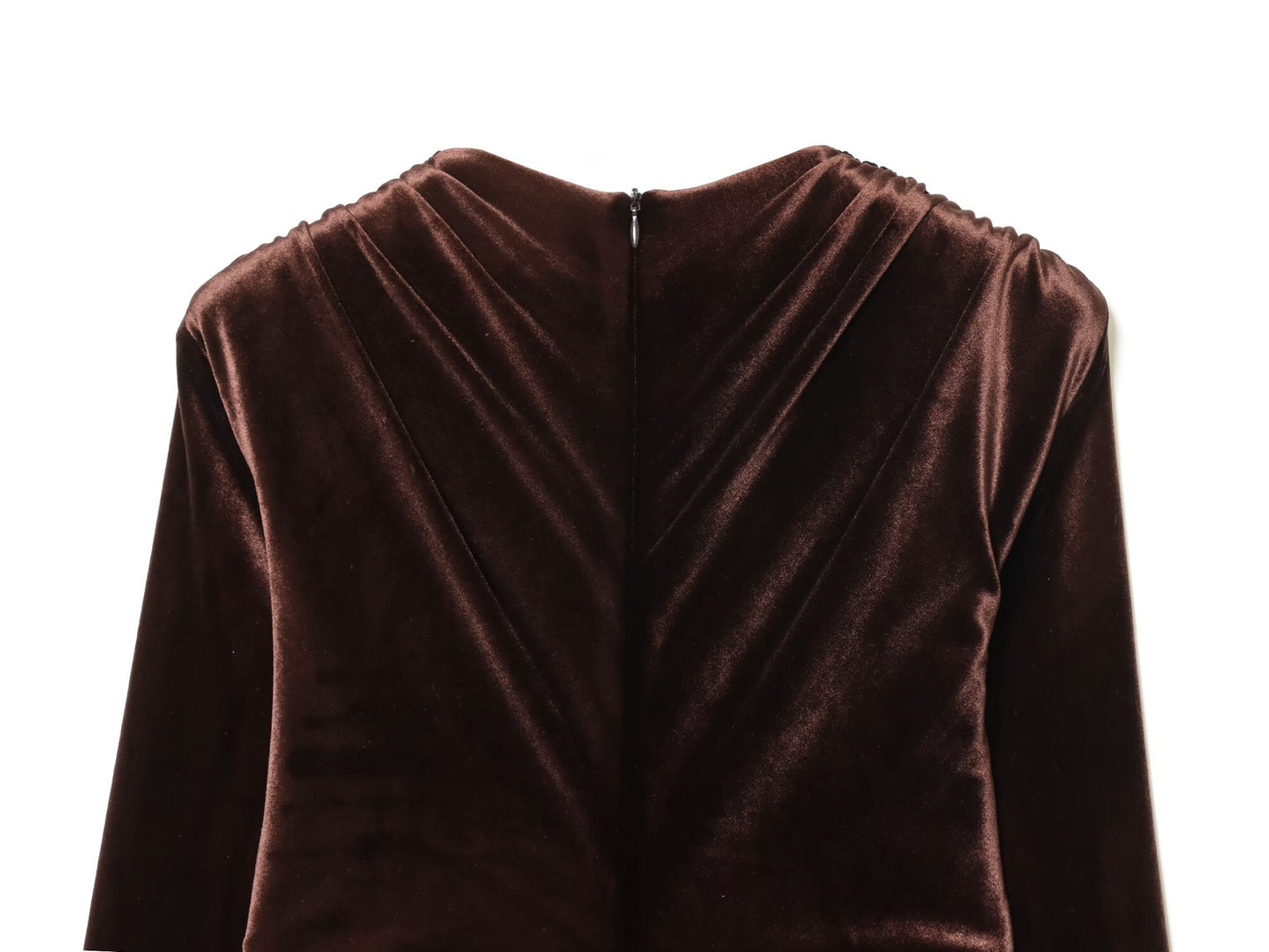 Women's slim V-neck velvet Midi dress