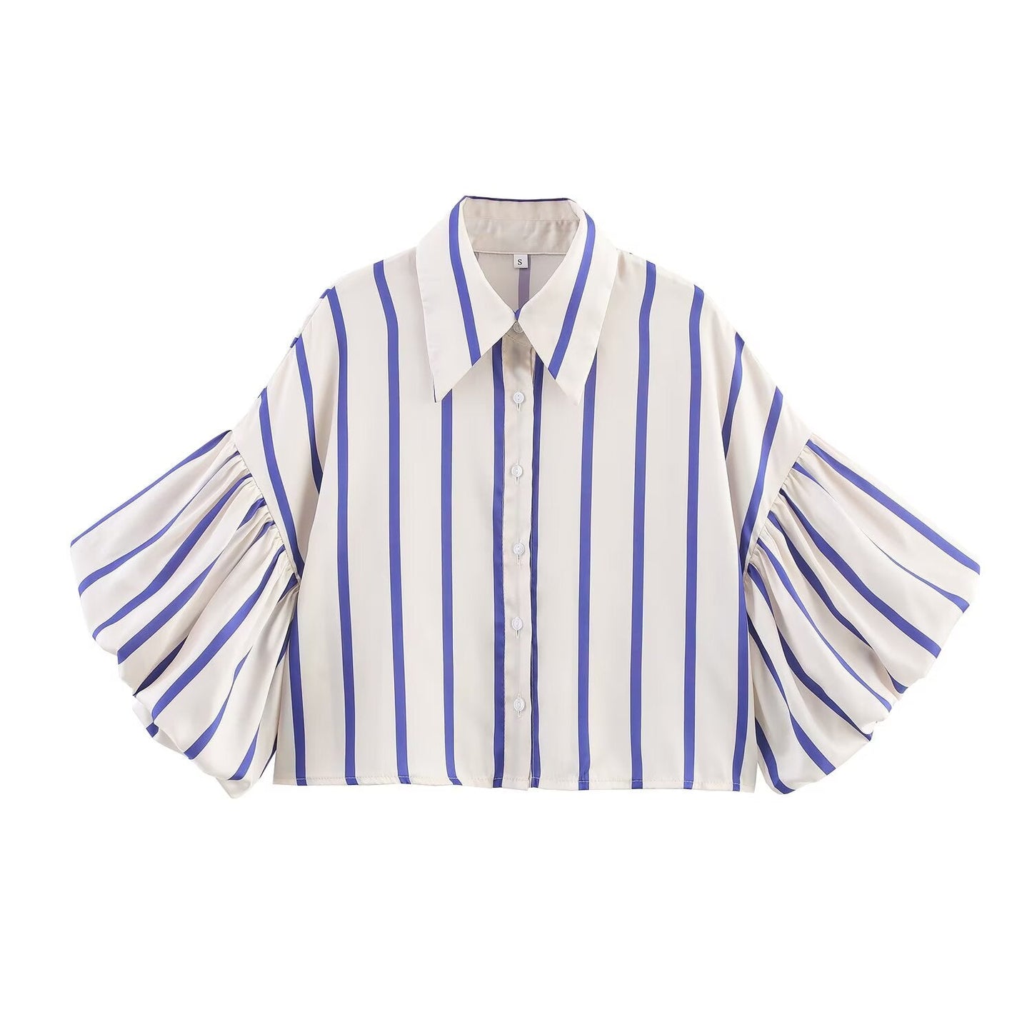 2026 Women's loose bubble sleeve printed shirt