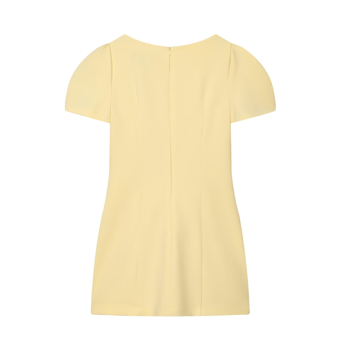 Women's pleated decorative short sleeved mini dress