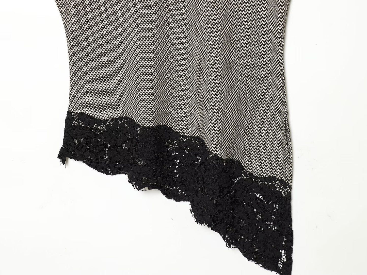 Women's casual asymmetrical plaid lace top