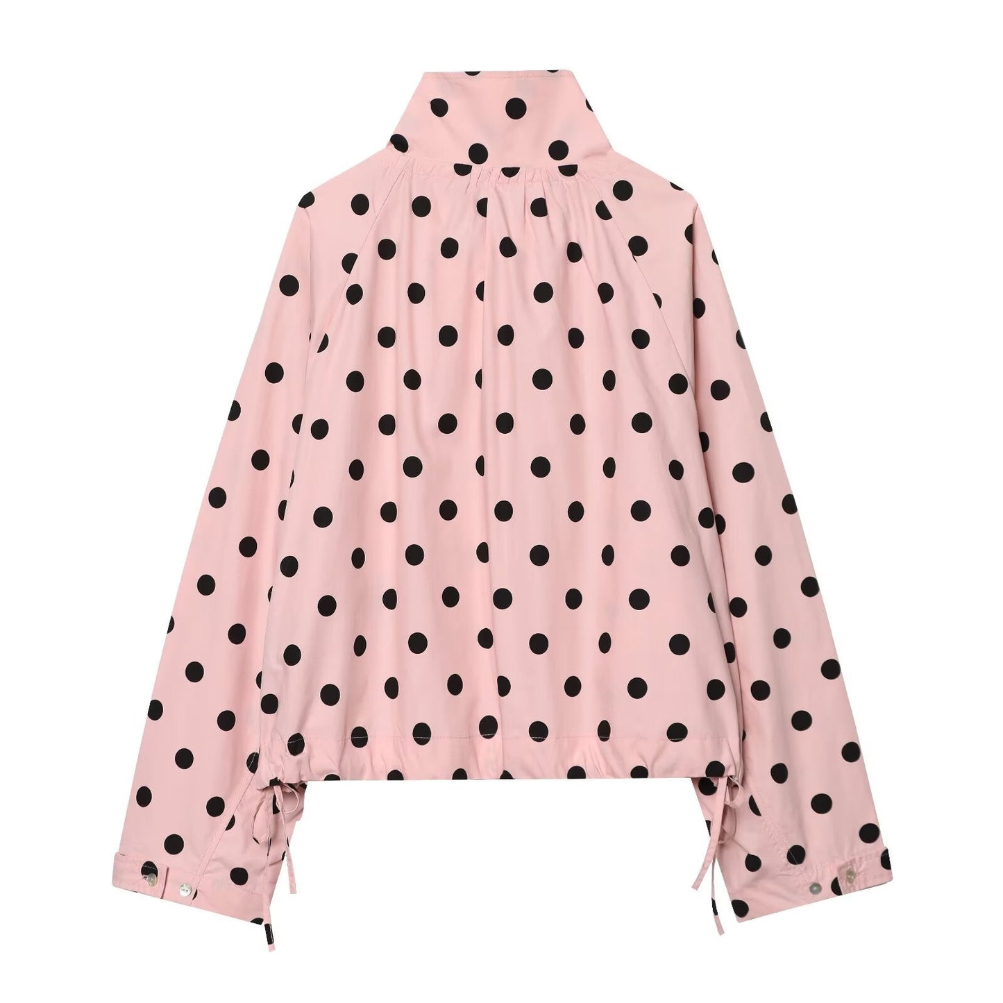 Women's lace up decorative casual polka dot Coat