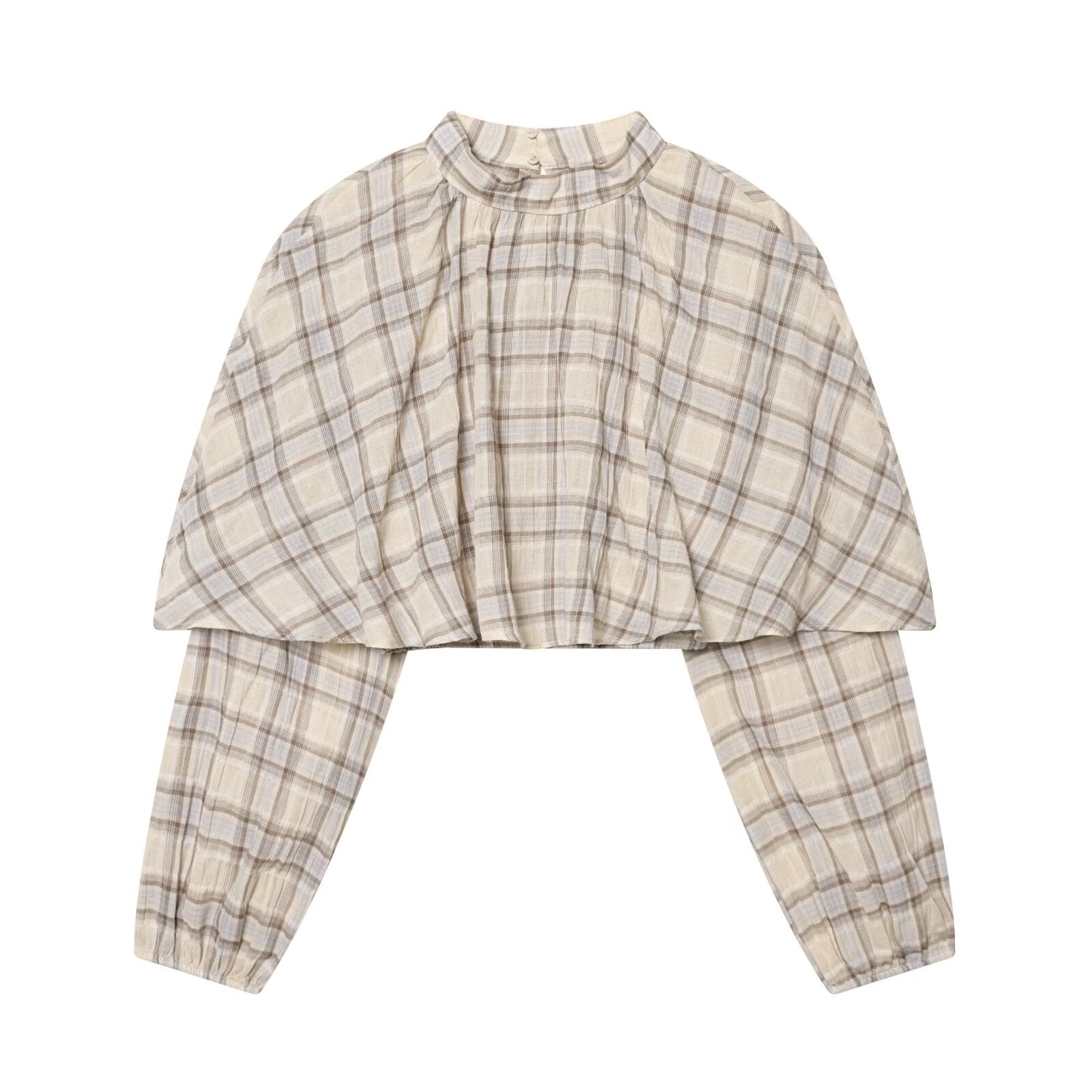 Women's Layered Decorative Short Plaid Top