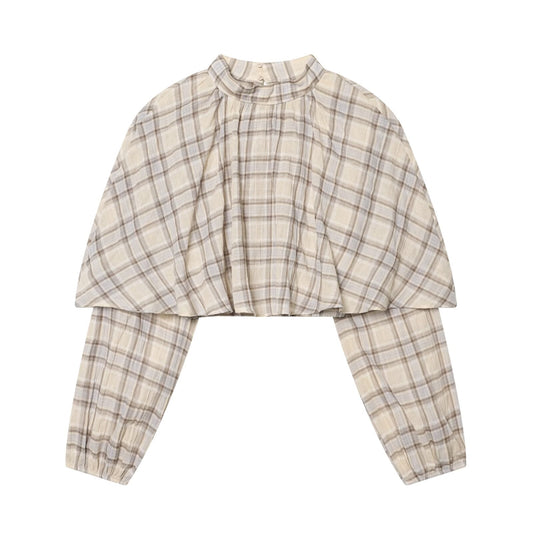 Women's Layered Decorative Short Plaid Top