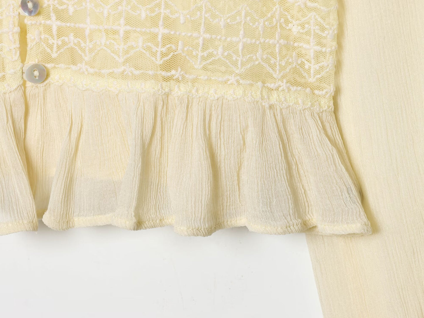 Women's slim V-neck lace chiffon shirt