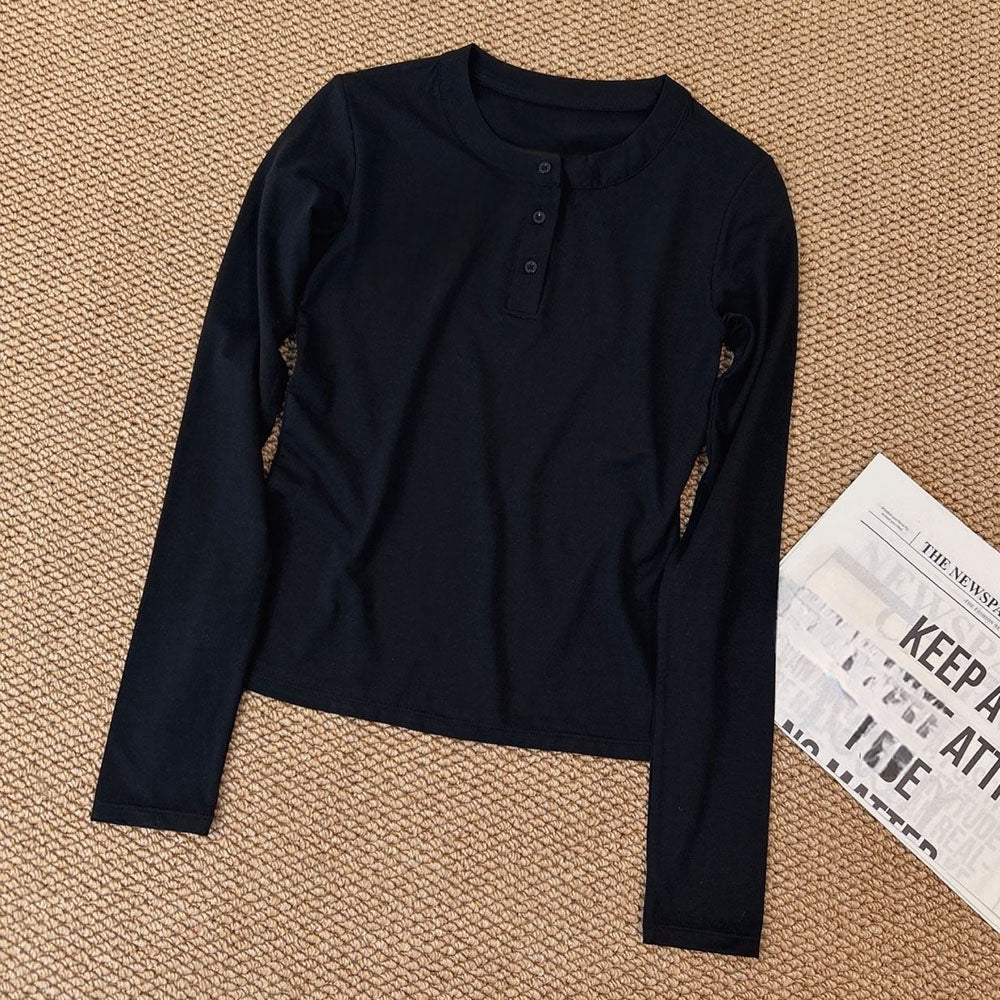 2026 new long-sleeved T-shirt slim shoulder bottoming shirt