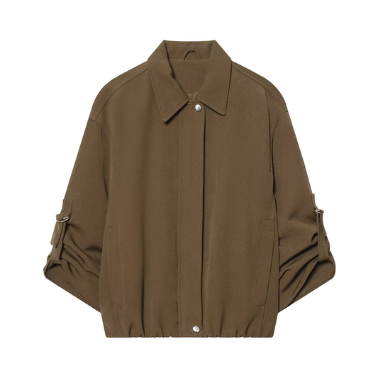 Women's rolled up sleeve design pilot jacket Coat