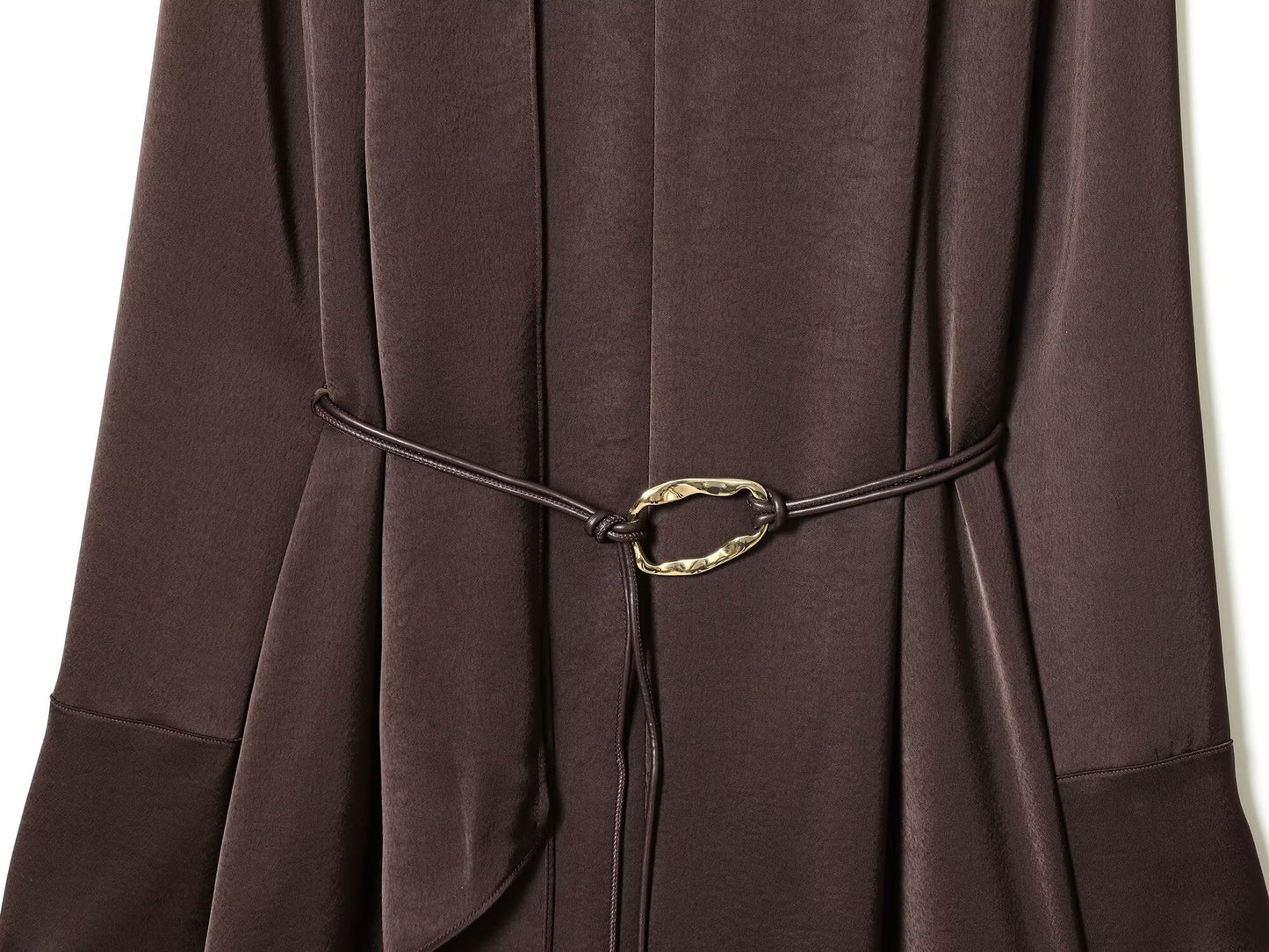 Women's With Belt Half High Neck Satin Texture Dress