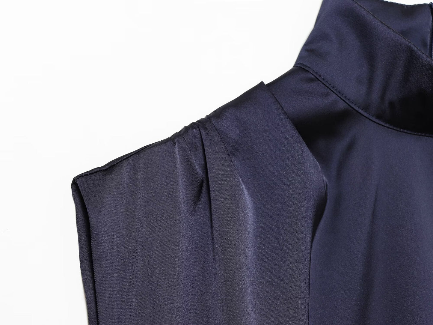 Women's lace patchwork satin texture mini dress