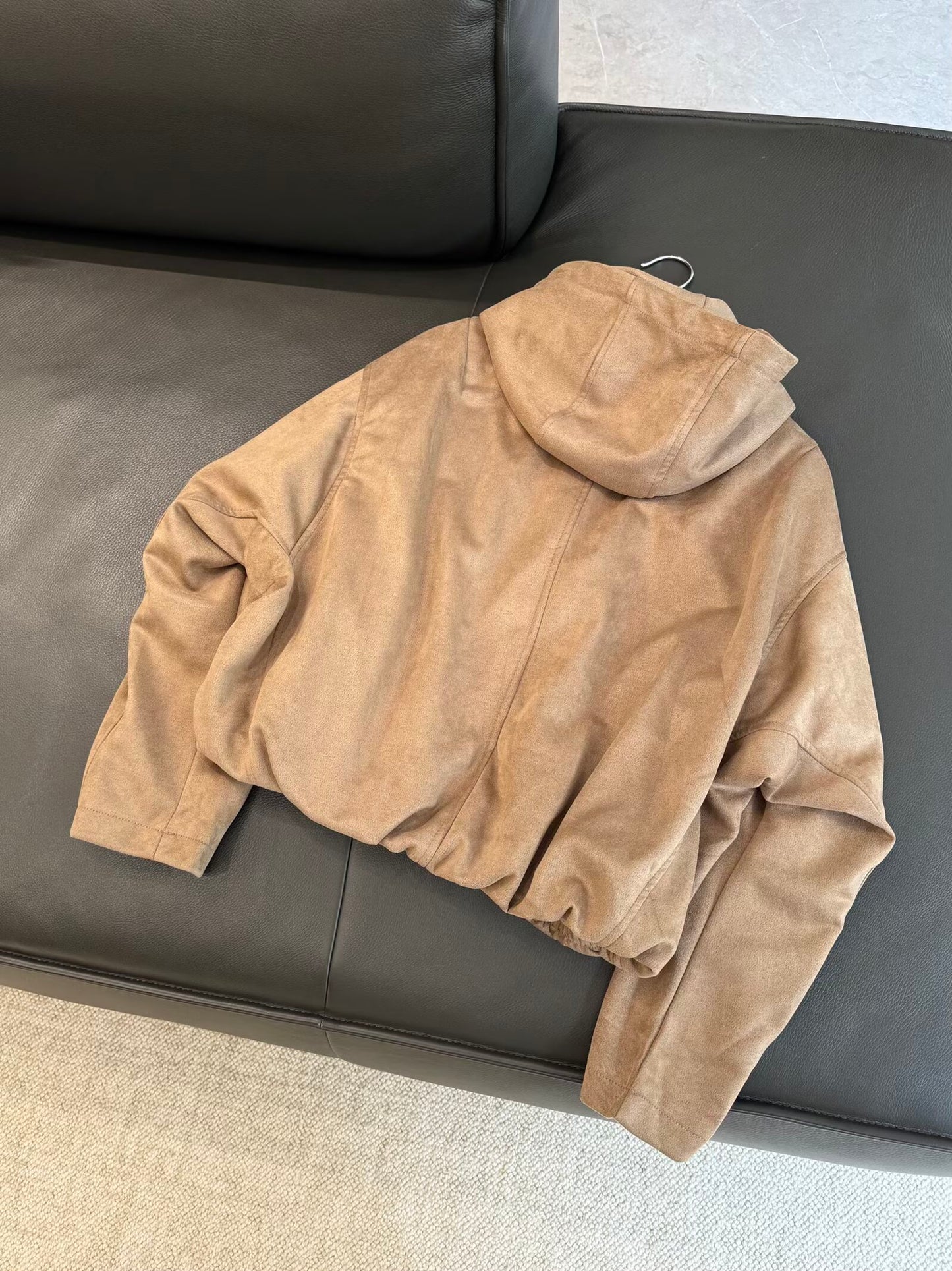 Women's new fashion suede texture hooded flight jacket Coat