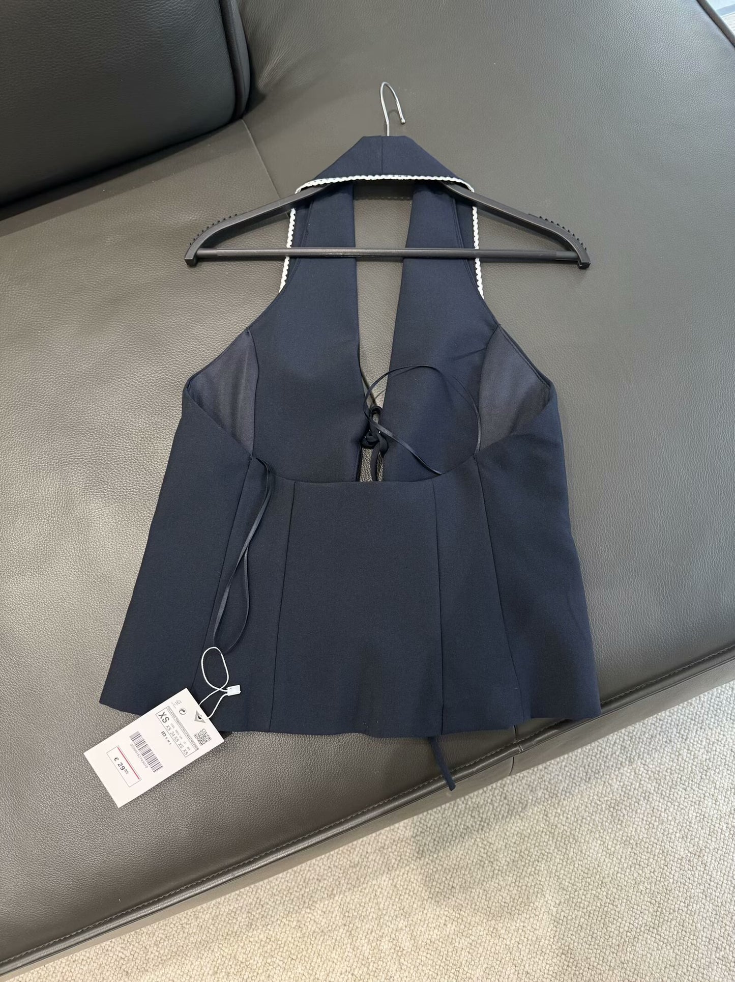 Women's 2025 New Fashion Bow Splicing Hanging Collar Top