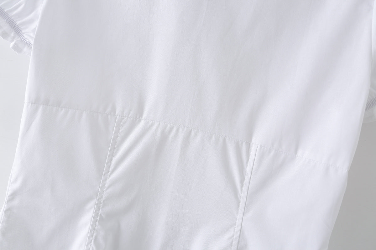 Women's slim cotton bubble sleeve poplin shirt