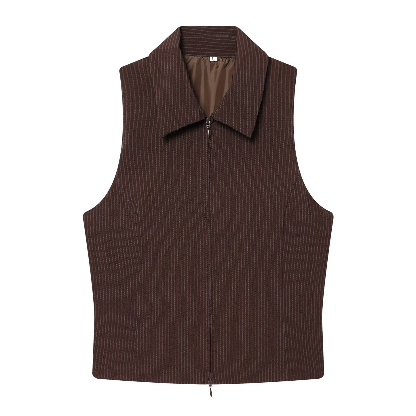 suit Women's 2 pieces sleeveless lapel striped zipper vest+Pants