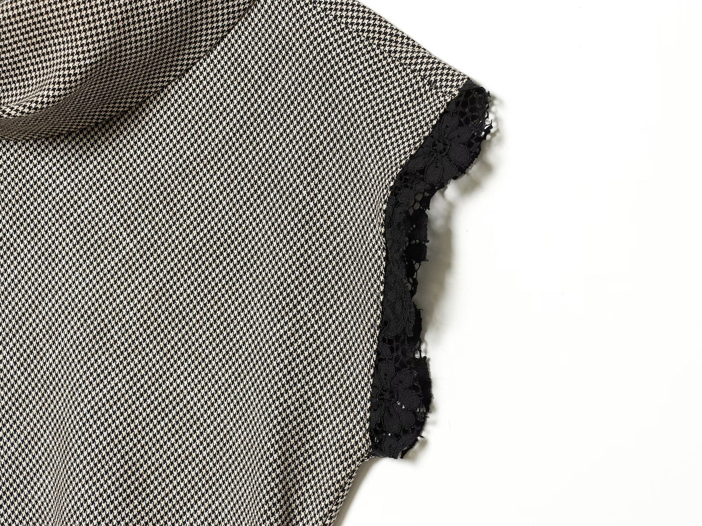 Women's casual asymmetrical plaid lace top