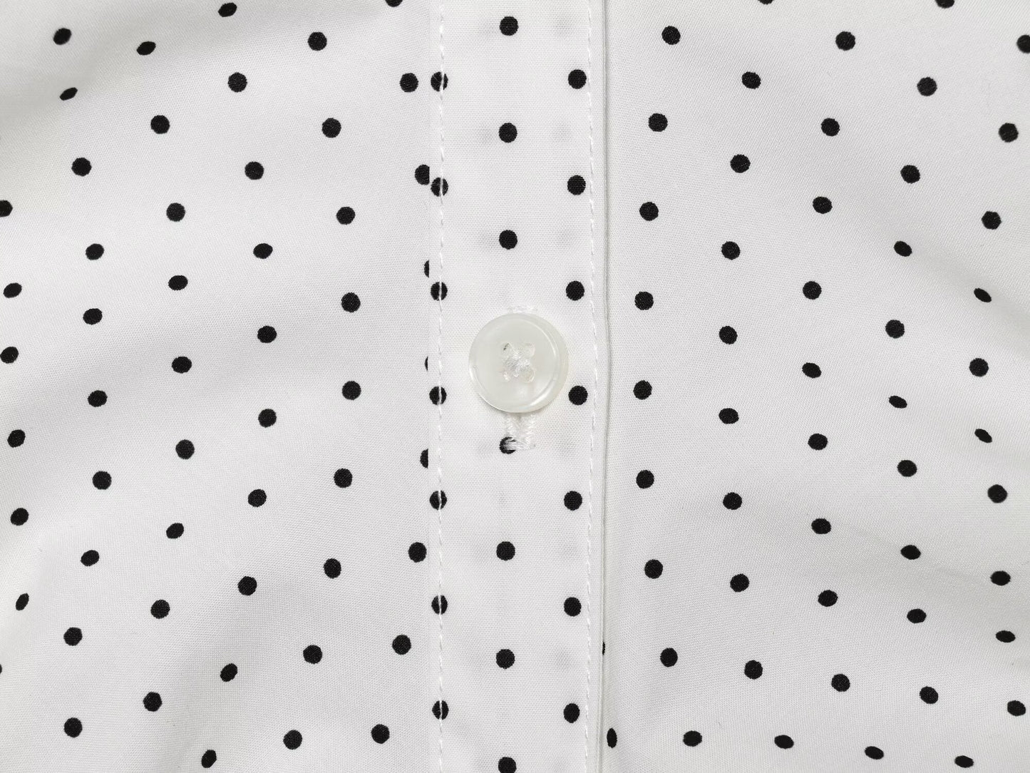 Women's pleated decorative polka dot poplin top