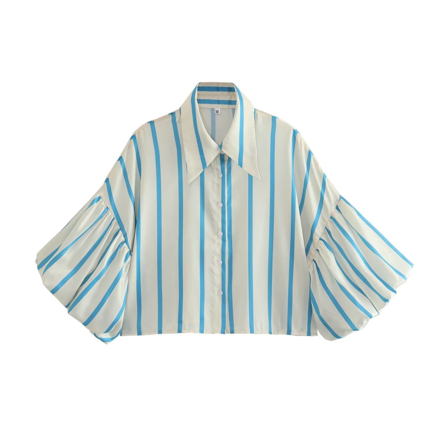 2026 Women's loose bubble sleeve printed shirt