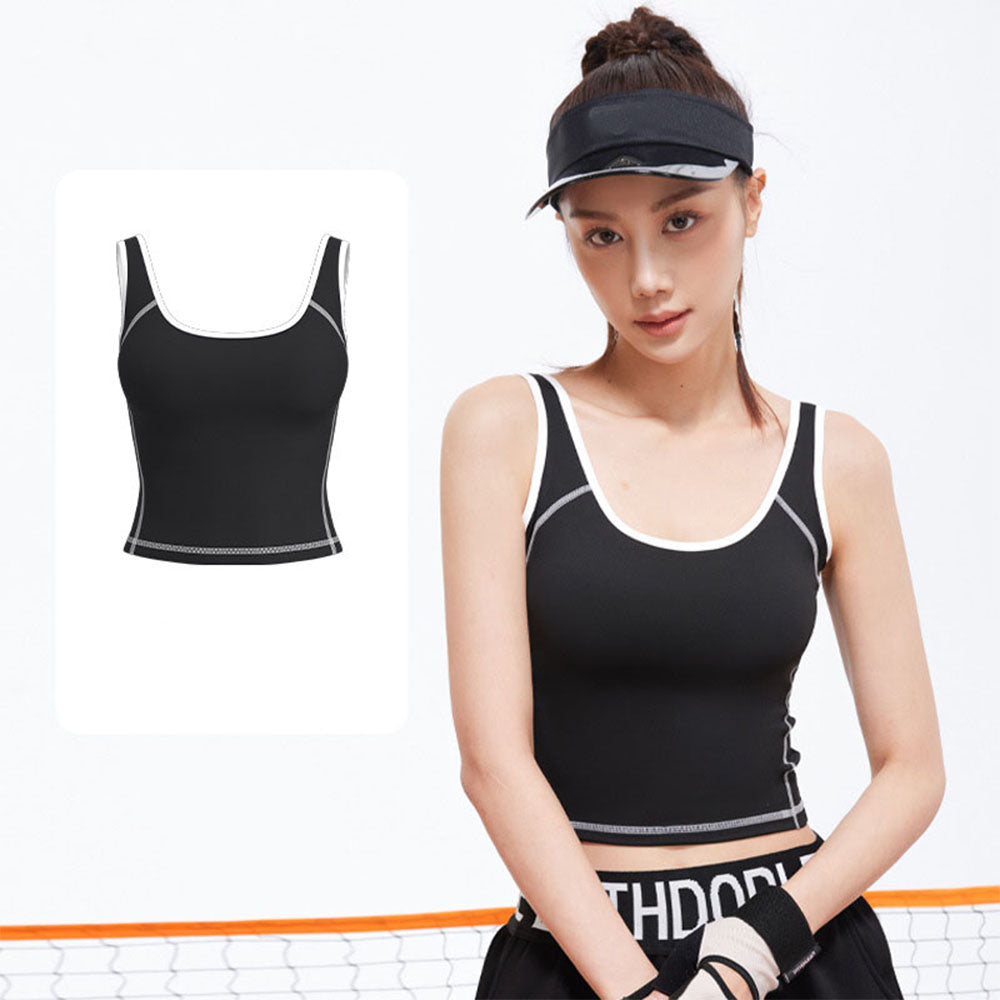 2026 women's new integrated U-shaped contrast sports vest