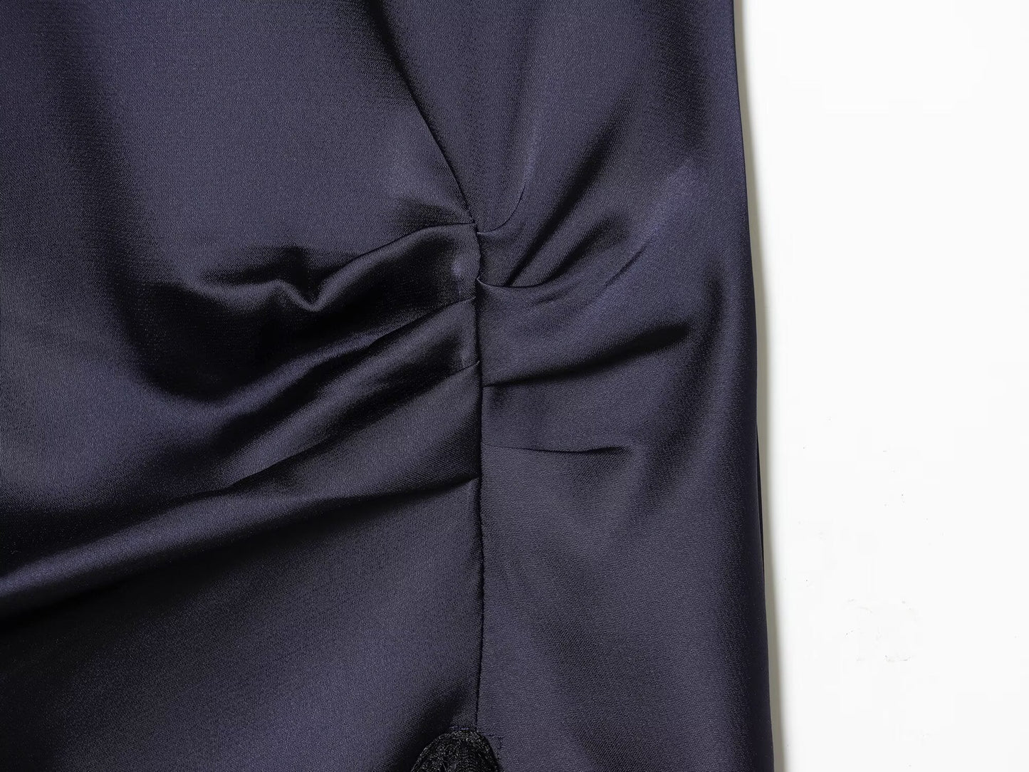 Women's lace patchwork satin texture mini dress