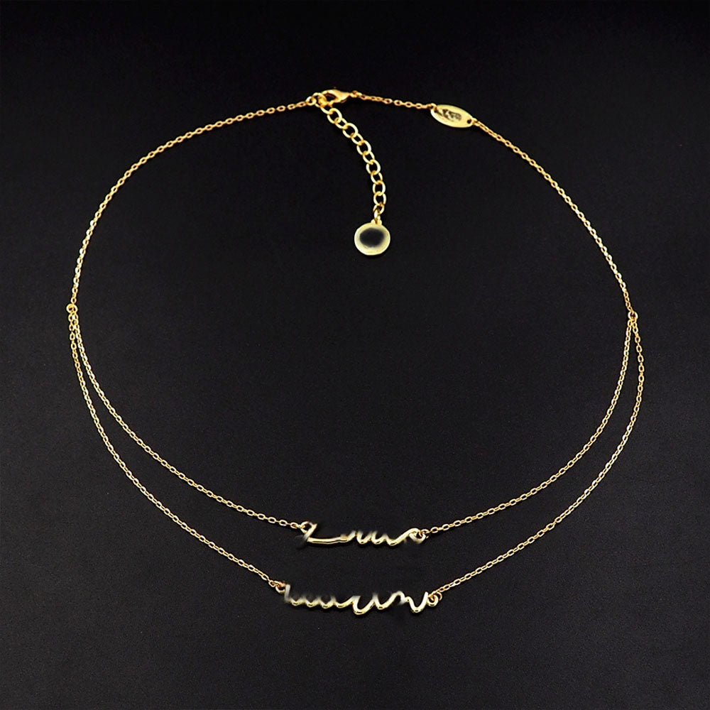 Women's new Joker double metal chain necklace