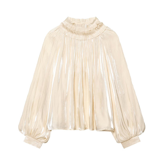 Women's casual shiny satin textured shirt