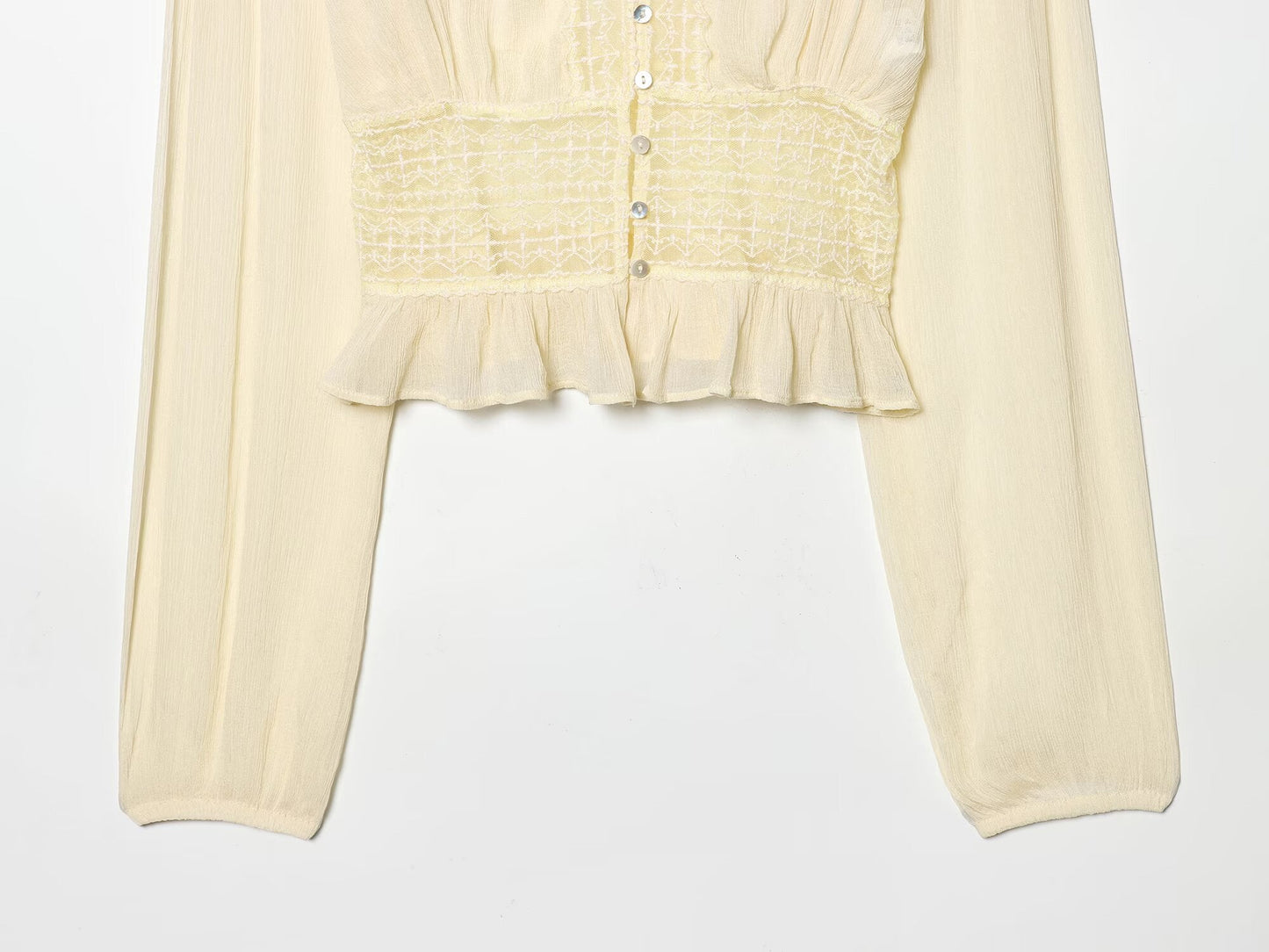 Women's slim V-neck lace chiffon shirt