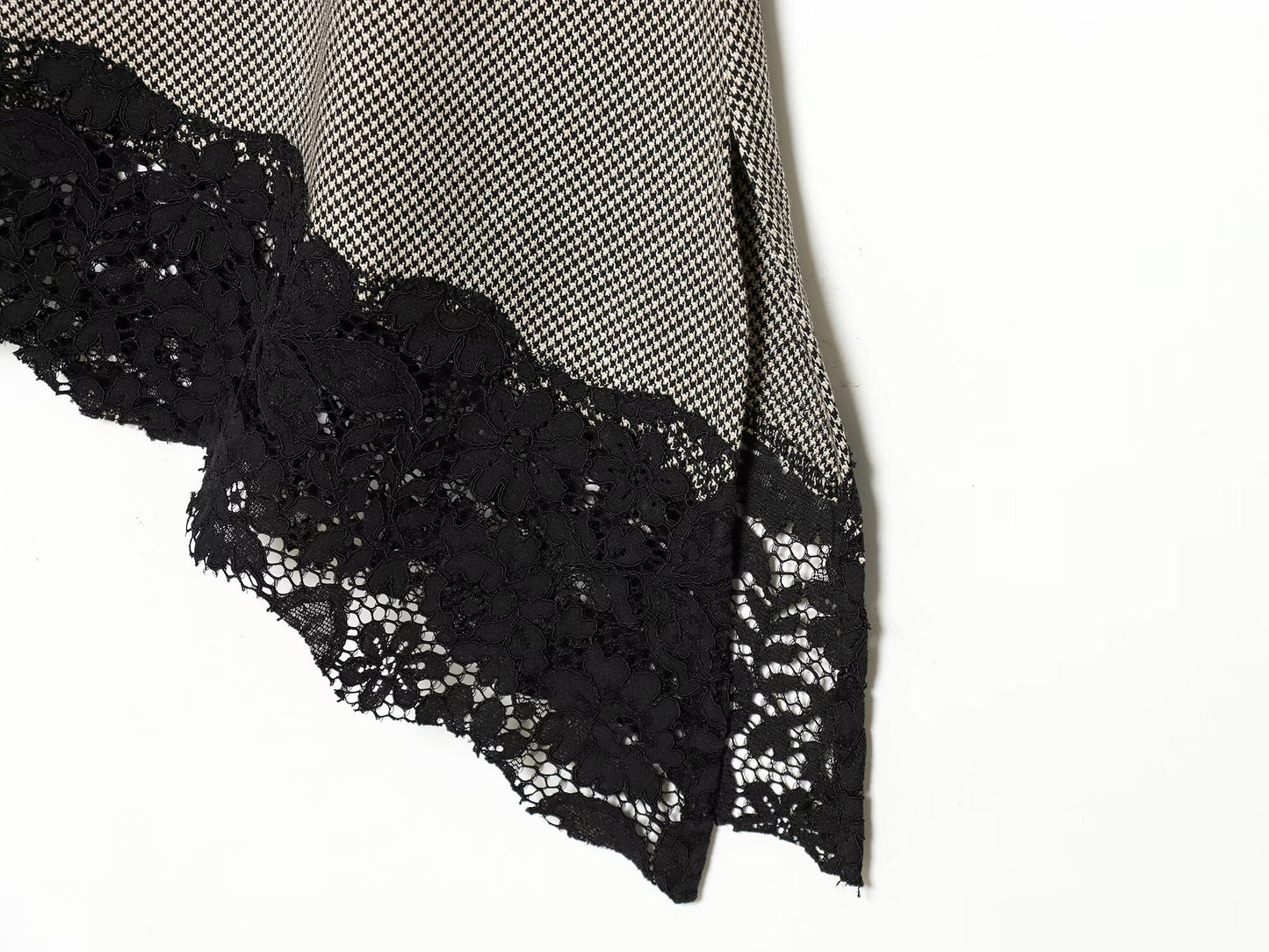 Women's casual asymmetrical plaid lace top