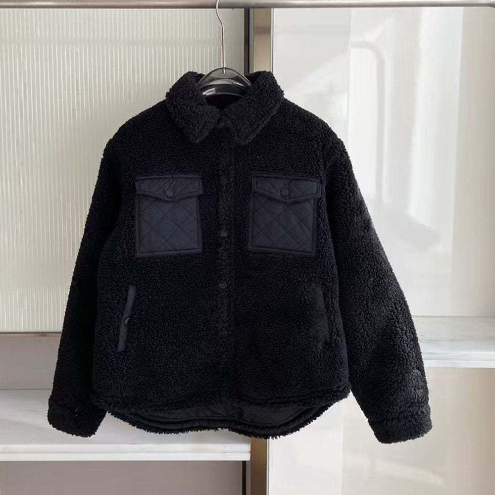 Women's new casual lambswool fabric coat