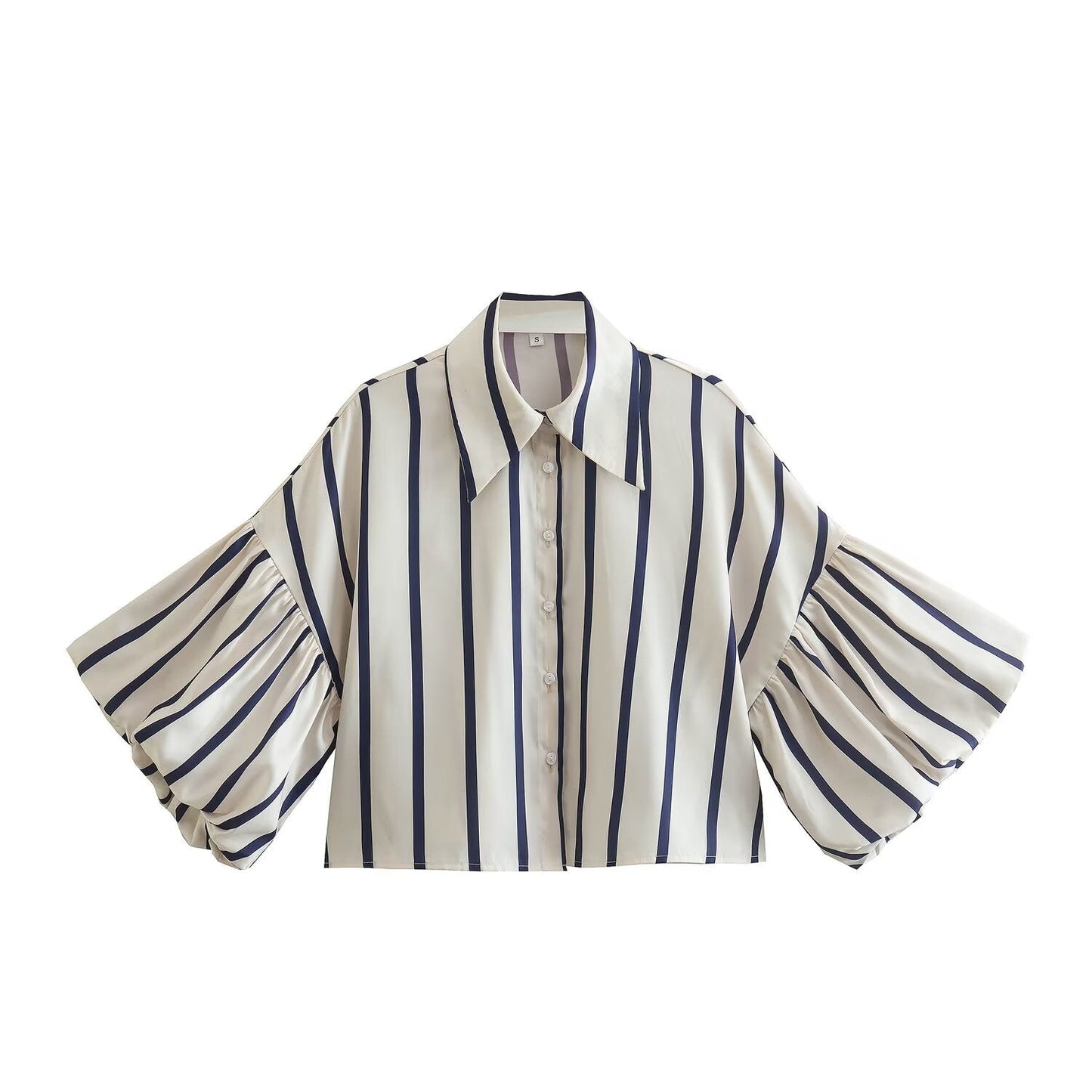 2026 Women's loose bubble sleeve printed shirt