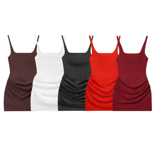 Women's sexy sleeveless hip hugging tied dress