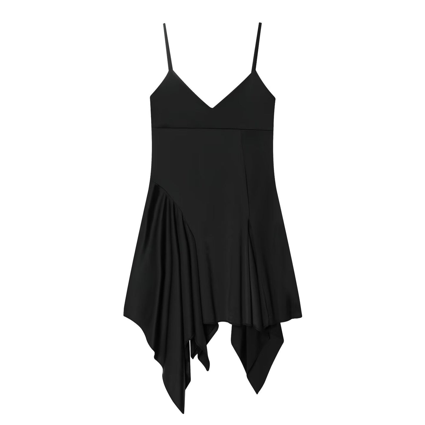 Women's asymmetric thin shoulder strap dress