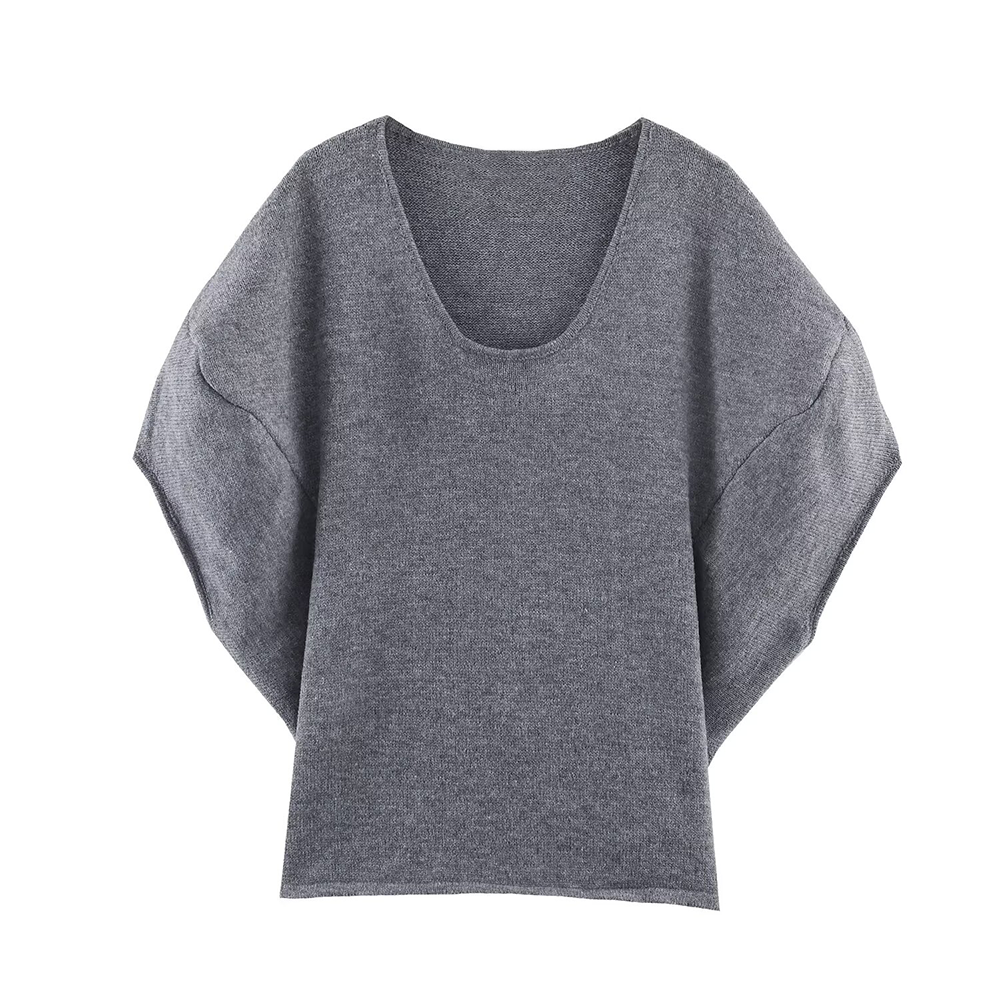 Women's O Neck short sleeved loose knit Shirt