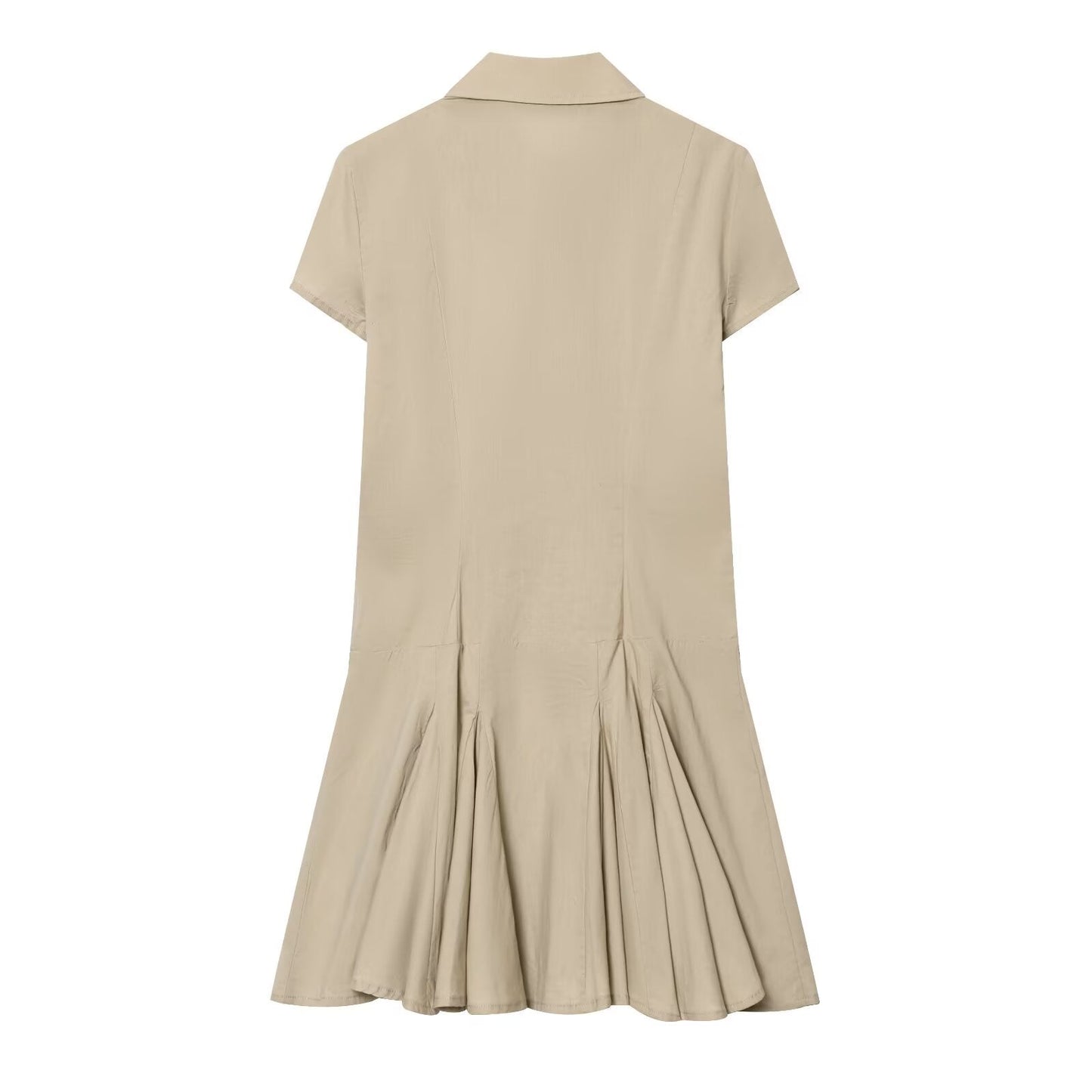 Women's slim shirt style pleated mini dress