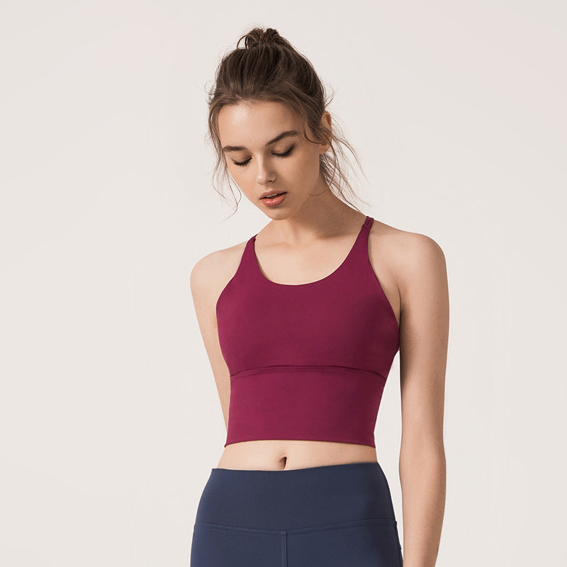 Women's new cross back slim exercise yoga bra vest