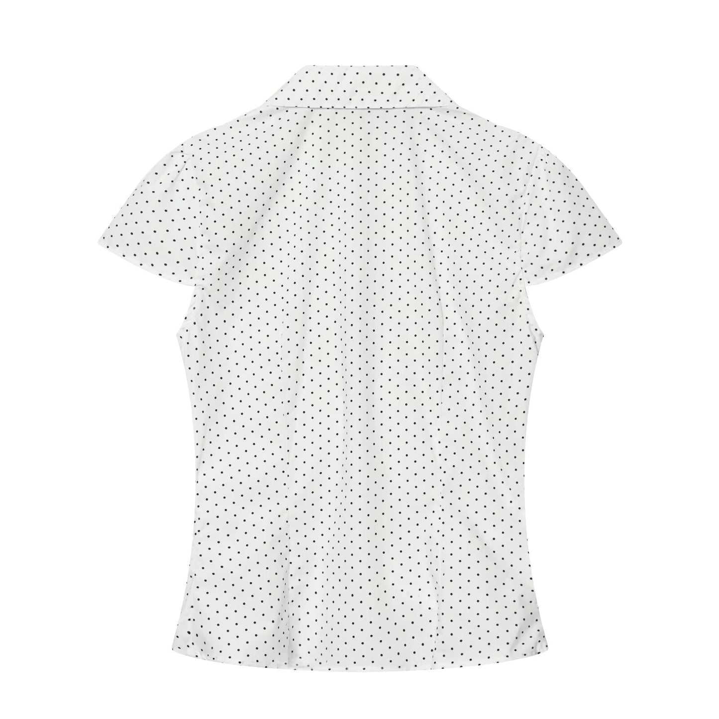 Women's pleated decorative polka dot poplin top