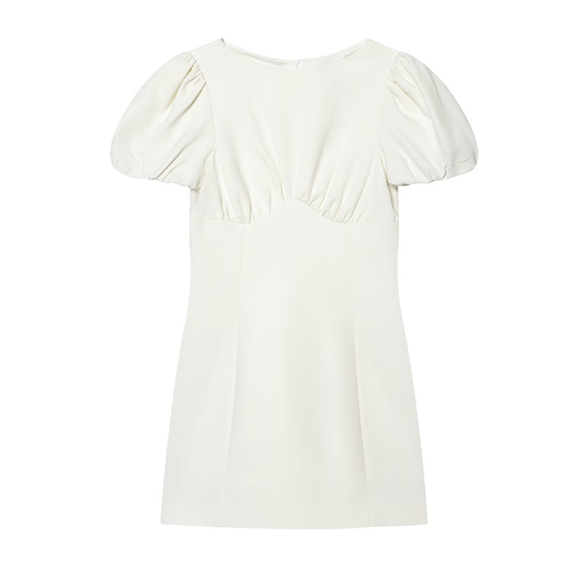 Women's pleated decorative short sleeved mini dress