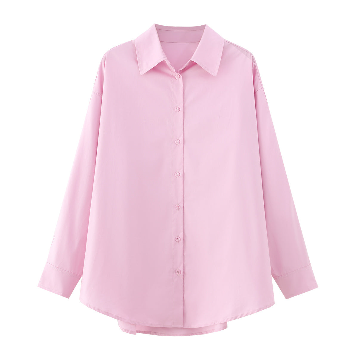 Women's loose cotton Lapel poplin shirt