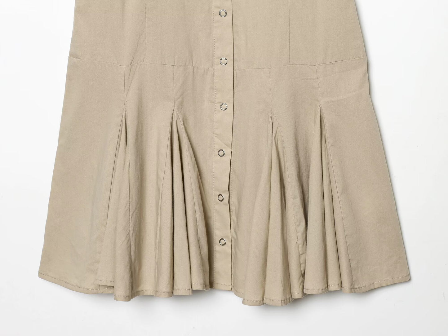 Women's slim shirt style pleated mini dress