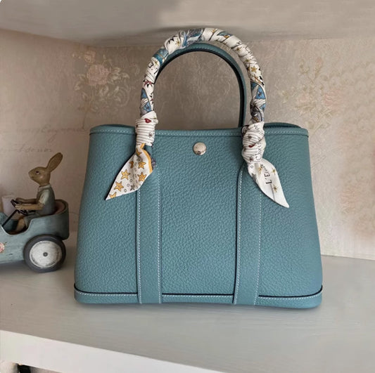 Women's New Leather Lychee Handbag Large Capacity Silk Scarf Shoulder Slung Commuter Handbag
