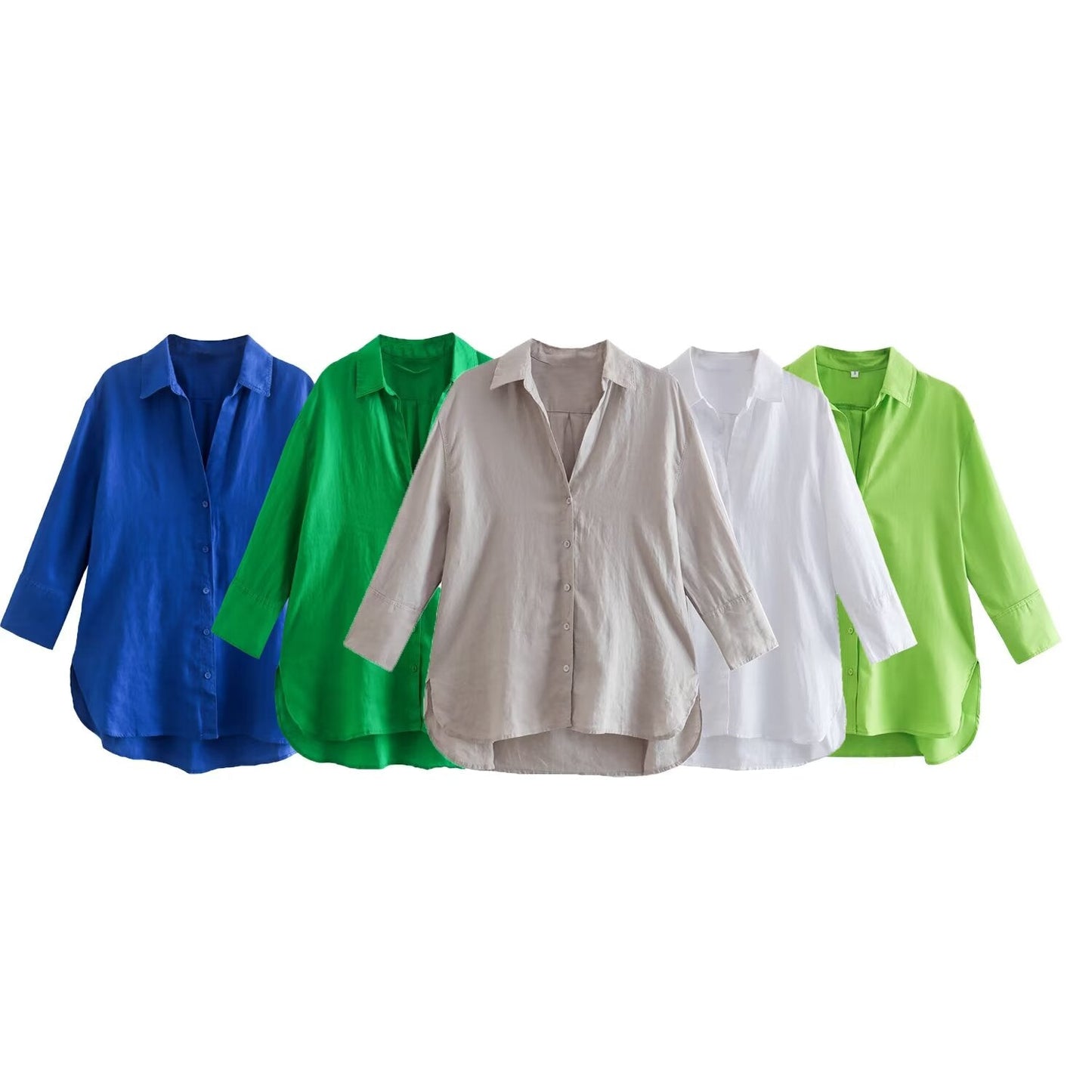 Women's casual linen blend asymmetrical shirt