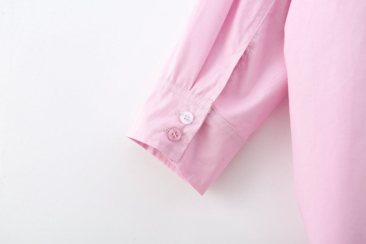 Women's loose cotton Lapel poplin shirt