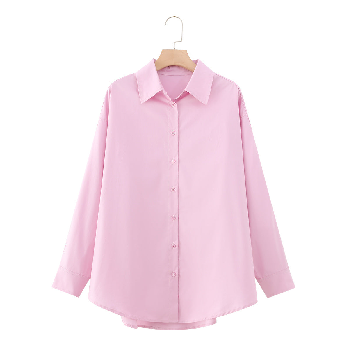 Women's loose cotton Lapel poplin shirt
