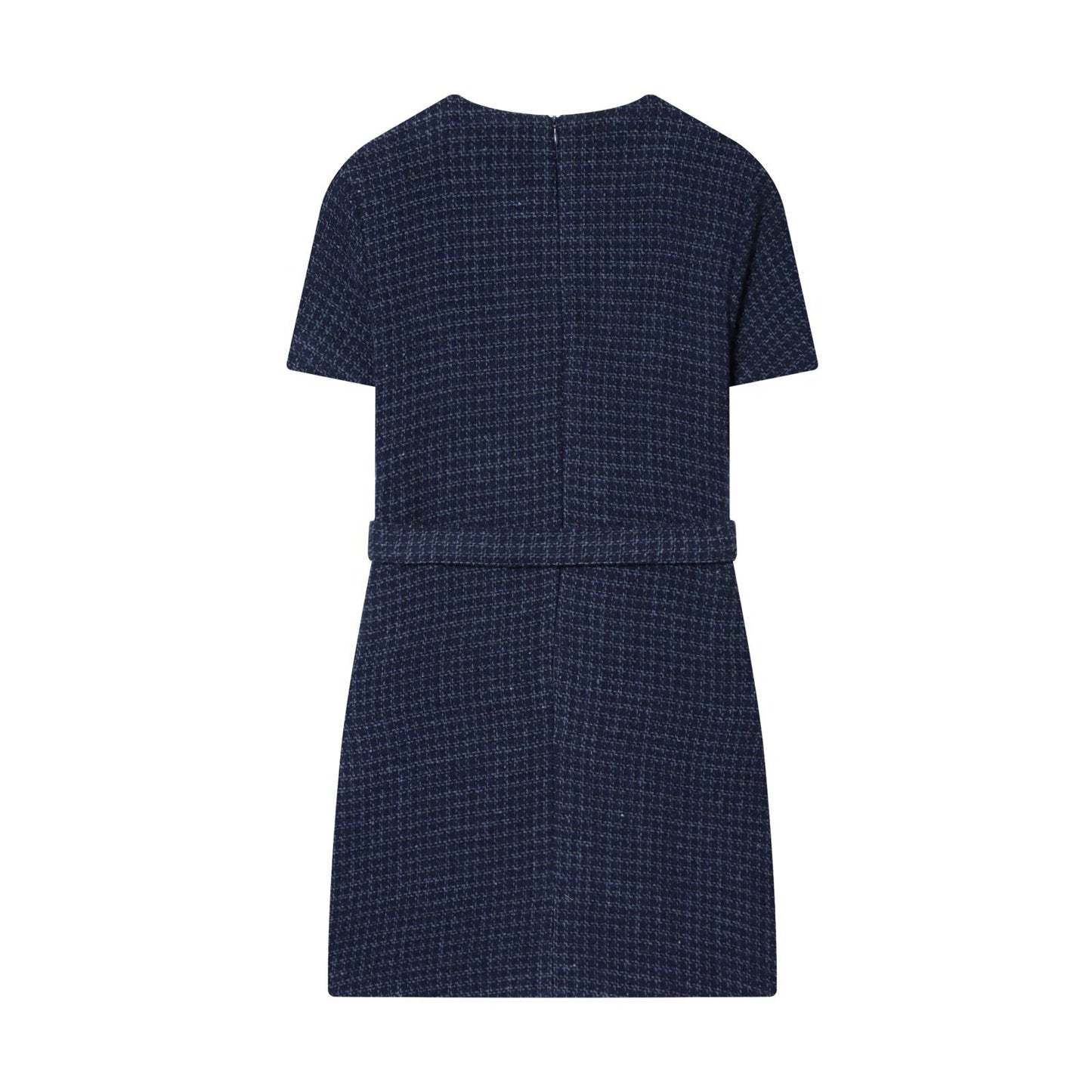 Women's With Belt Short Sleeve plaid Mini Dress