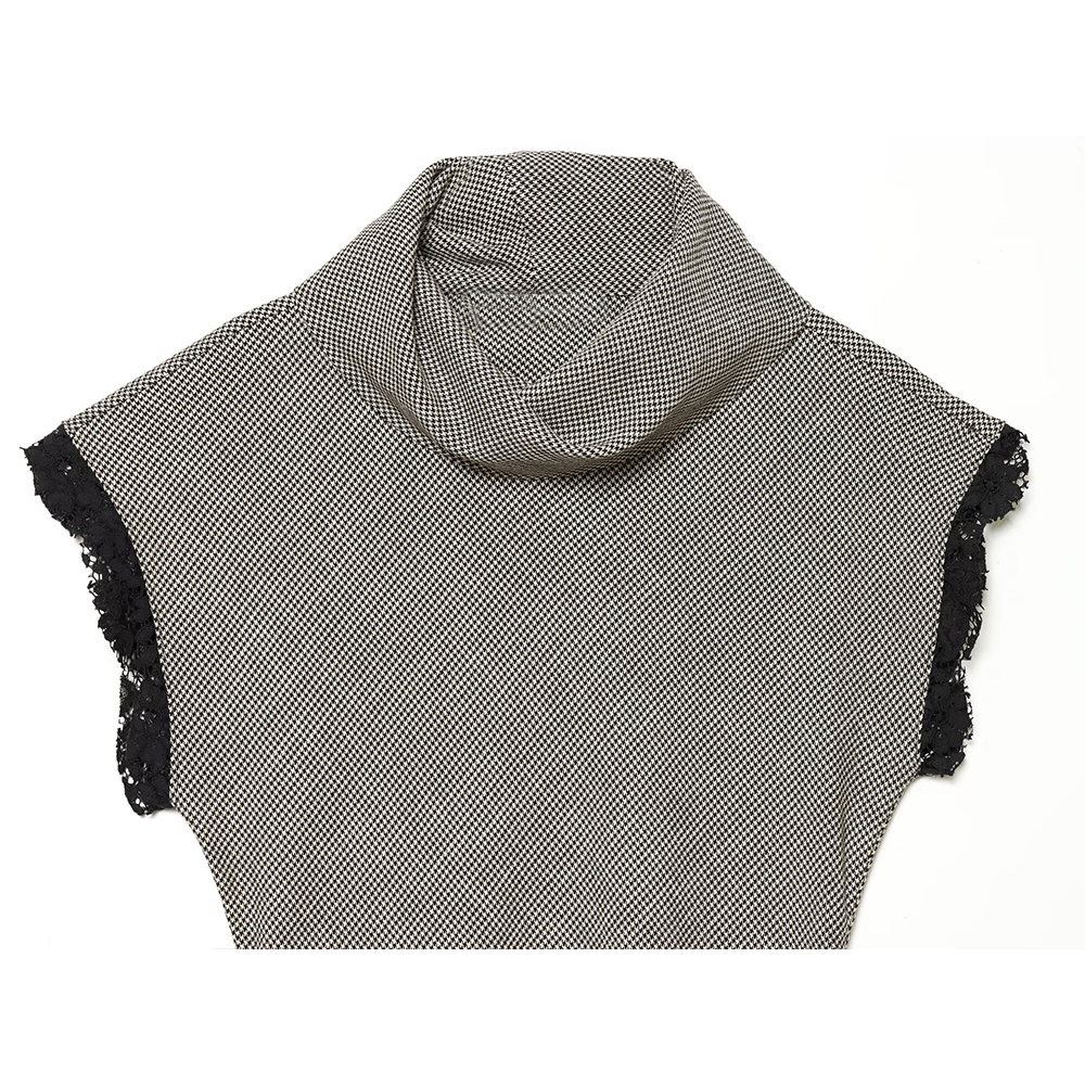 Women's casual asymmetrical plaid lace top