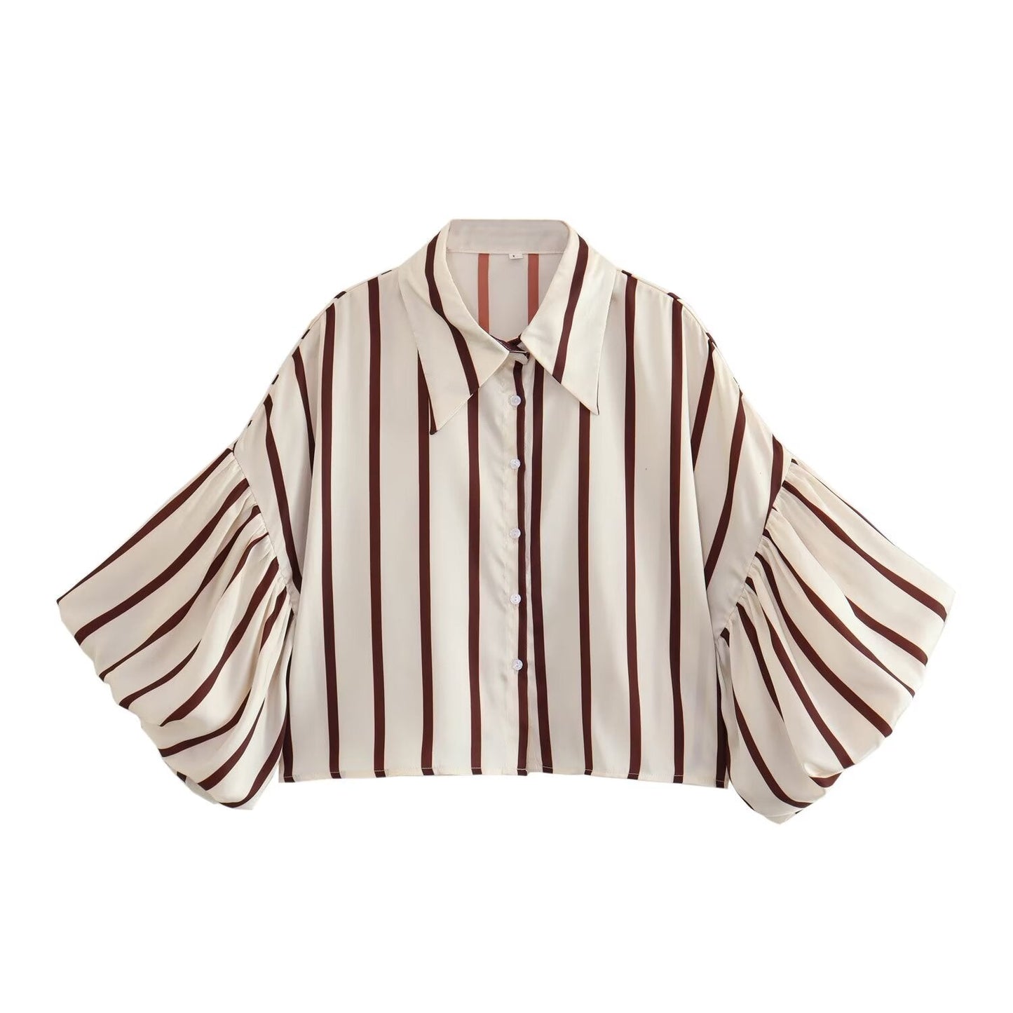 2026 Women's loose bubble sleeve printed shirt