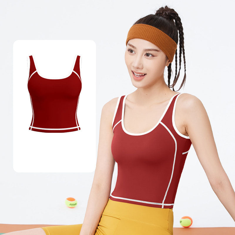 2026 women's new integrated U-shaped contrast sports vest