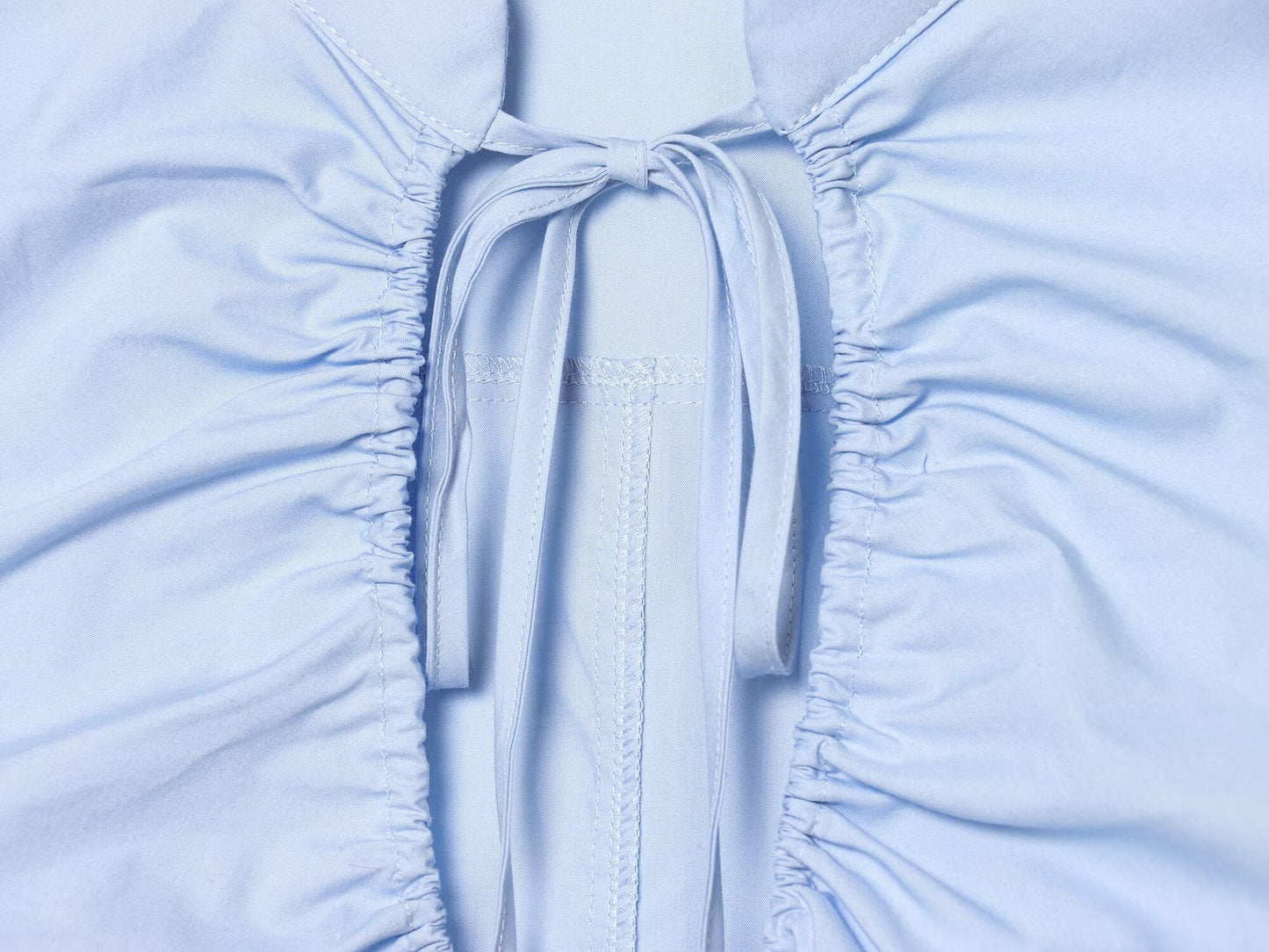 Women's bow decoration pleated poplin top