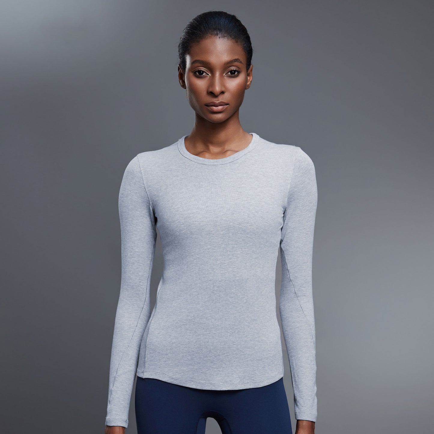 Women's new soft elastic slim sports long sleeve T-shirt
